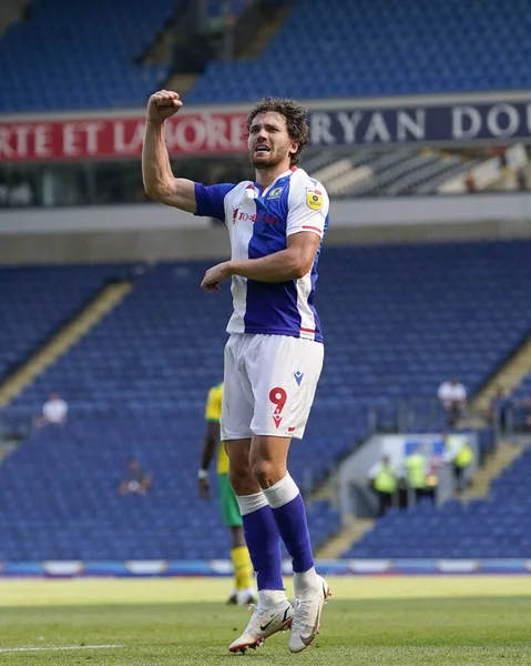 Sam Gallagher #9 of Blackburn Rovers celebrates scoring his sides second goal to go 2-0 up un West Bromwich Albion