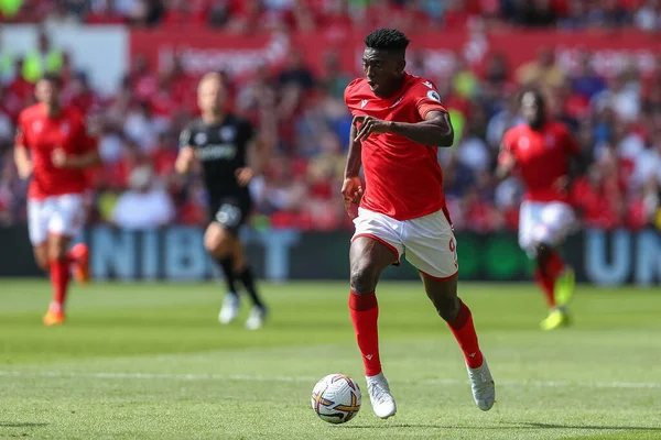 Taiwo Awoniyi #9 of Nottingham Forest runs with the ball