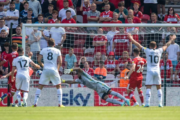 Billy Sharp #10 of Sheffield United scores a goal but is ruled out for offside during the first half 