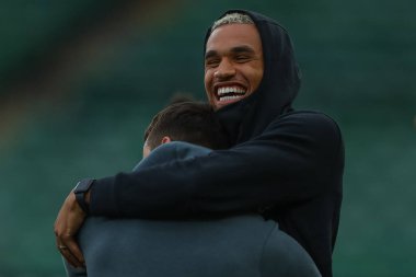 Jon Russell #5 of Huddersfield Town arrives at the game prior to kick off