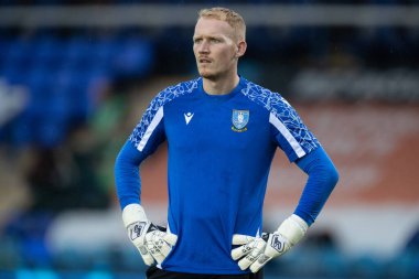 Cameron Dawson #25 of Sheffield Wednesday during the pre match warm up 