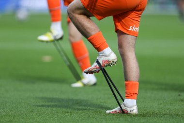 Blackpool players warm up 