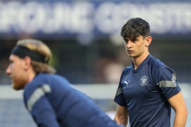 Charlie Patino #28 of Blackpool during the warm up