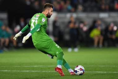 Bartosz Bia?kowski #33 of Millwall clears the ball