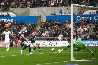 Ryan Manning #3 of Swansea City scores a goal to make it 1-0