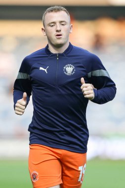 Shayne Lavery #19 of Blackpool during the warm up