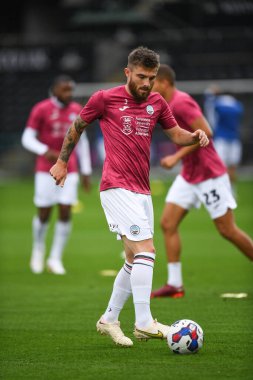Ryan Manning #3 of Swansea City during the pre-game warmup 