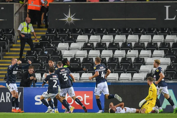 Millwall Celebrate Nathan Wood Swansea City Own Goal Bring Side — Foto de Stock
