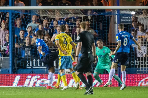 Jonson Clarke Harris Peterborough United Heads Ball Bottom Left Goal —  Fotos de Stock