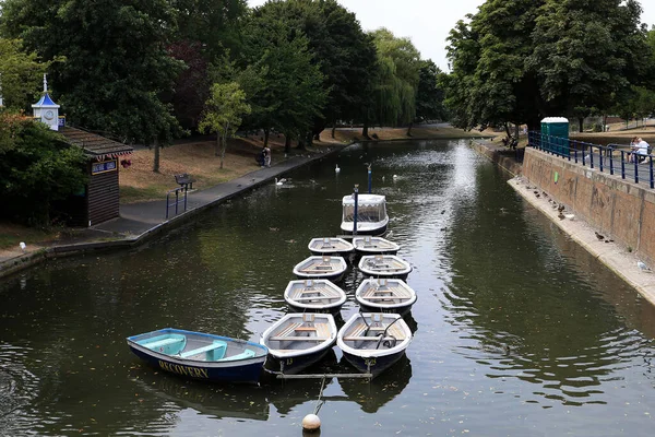 General View Boats Moored Canal — Stock Photo, Image