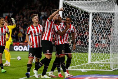 Max Lowe #13 of Sheffield United Celebrates scoring a goal to make it 2-0