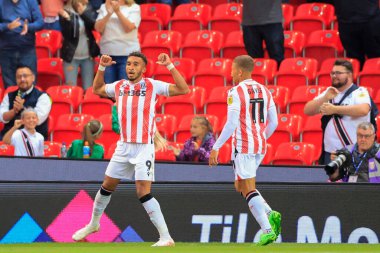 Jacob Brown #9 of Stoke City celebrates scoring to make it 1-0