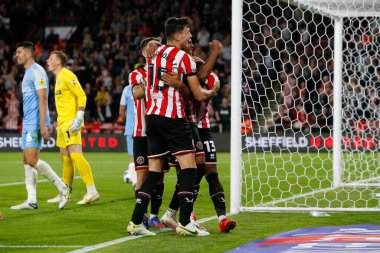 Max Lowe #13 of Sheffield United Celebrates scoring a goal to make it 2-0
