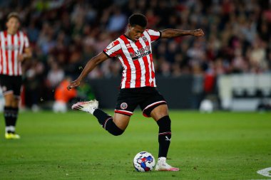 Rhian Brewster #7 of Sheffield United attempts a shot on goal