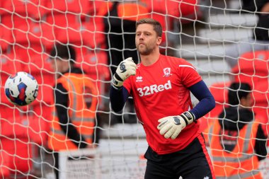 Luke Daniels #28 of Middlesbrough during the warm up for the game