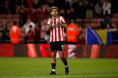 Reda Khadra #11 of Sheffield United applauds fans after the game