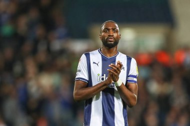 Semi Ajayi #6 of West Bromwich Albion applauds the fans at full time