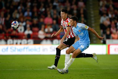Anel Ahmedhodzic #15 of Sheffield United and Ross Stewart #14 of Sunderland  