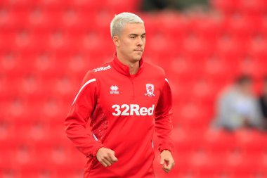 Matthew Hoppe #13 of Middlesbrough during the warm up for the game