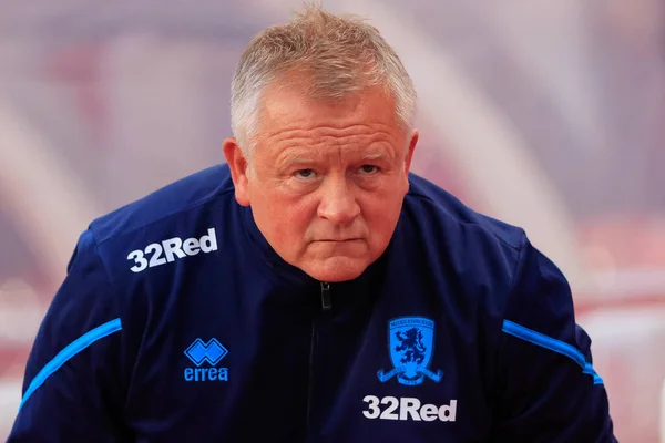 Chris Wilder Middlesbrough Manager Takes His Seat Dug Out — Stockfoto