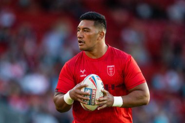 Albert Vete #8 of Hull KR during pre match warm up