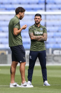 Alex Mowatt #4 of Middlesbrough and Matt Crooks #25 of Middlesbrough on the pitch on arrival