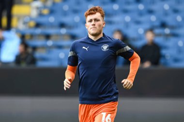 Sonny Carey #16 of Blackpool during the pre-game warmup