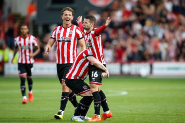 Oliver Norwood #16 of Sheffield United Celebrates scoring a goal to make it 1-0