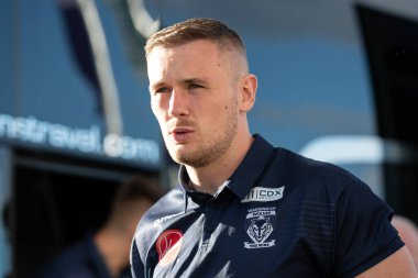 Ben Currie #11 of Warrington Wolves arrives at Headingley Stadium ahead of tonight's game 