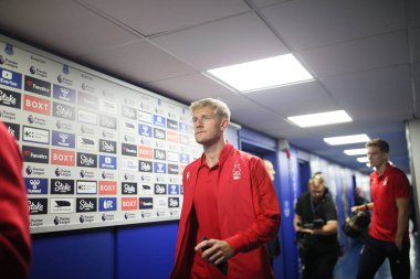Joe Worrall, captain Of Nottingham Forest arrives at Goodison Park for their match versus Everton