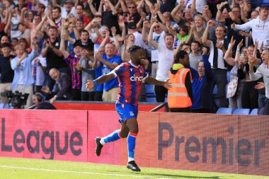 GOAL: Jeffrey Schlupp of Crystal Palace celebrates scoring prior to his goal being ruled out. 
