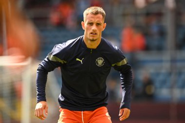 Jerry Yates #9 of Blackpool during the pre-game warmup