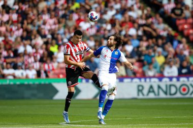John Egan #12 of Sheffield United and Ben Brereton Daz #22 of Blackburn Rovers   