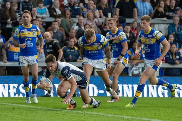 Riley Dean Warrington Wolves Goes Try Makes Score First Half — Fotografia de Stock