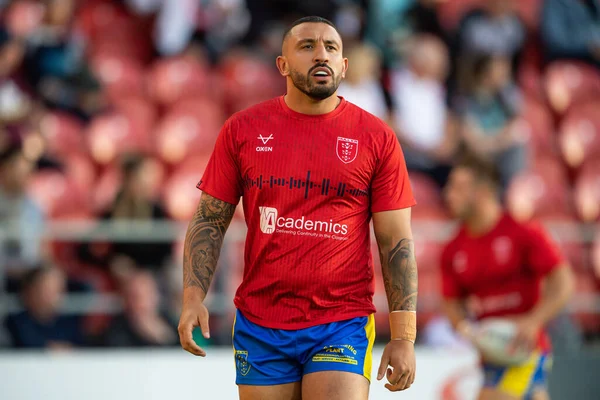 Elliot Minchella #17 of Hull KR during pre match warm up