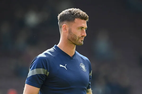 Gary Madine Του Blackpool Κατά Διάρκεια Της Προθέρμανσης Πριν Από — Φωτογραφία Αρχείου