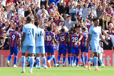GOAL: Wilfried Zaha of Crystal Palace celebrates scoring to make it 2-1.
