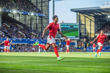 Brennan Johnson #20 of Nottingham Forest celebrates opening the scoring 