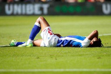 Ashley Phillips #33 of Blackburn Rovers goes down after taking a knock