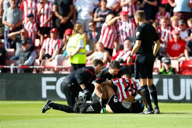 Iliman Ndiaye #29 of Sheffield United receives treatment on the pitch
