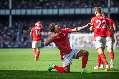 Brennan Johnson #20 of Nottingham Forest celebrates opening the scoring 