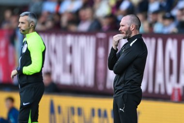 Michael Appleton manager of Blackpool during the game