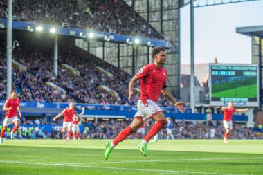 Brennan Johnson #20 of Nottingham Forest celebrates opening the scoring 