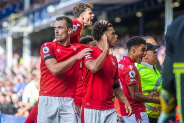 Brennan Johnson #20 of Nottingham Forest celebrates opening the scoring 