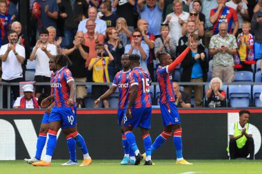 GOAL: Wilfried Zaha of Crystal Palace celebrates scoring.