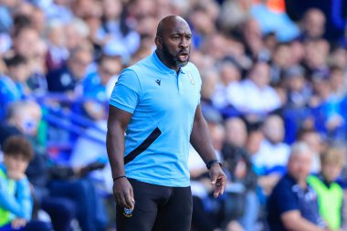 Darren Moore the Sheffield Wednesday manager on the sidelines during the game