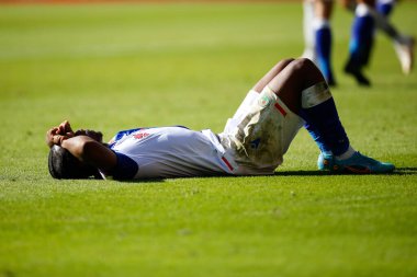 Tayo Edun #7 of Blackburn Rovers looking dejected after the final whistle 