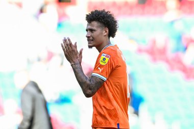 Rhys Williams #15 of Blackpool applauds the fans at the end of the game