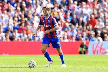 Joachim Andersen of Crystal Palace dribbling with the ball.