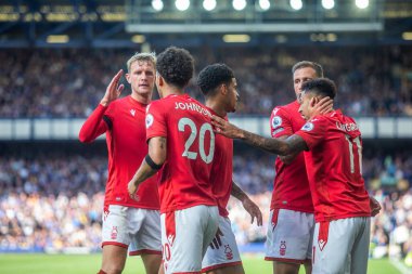 Brennan Johnson #20 of Nottingham Forest celebrates opening the scoring 